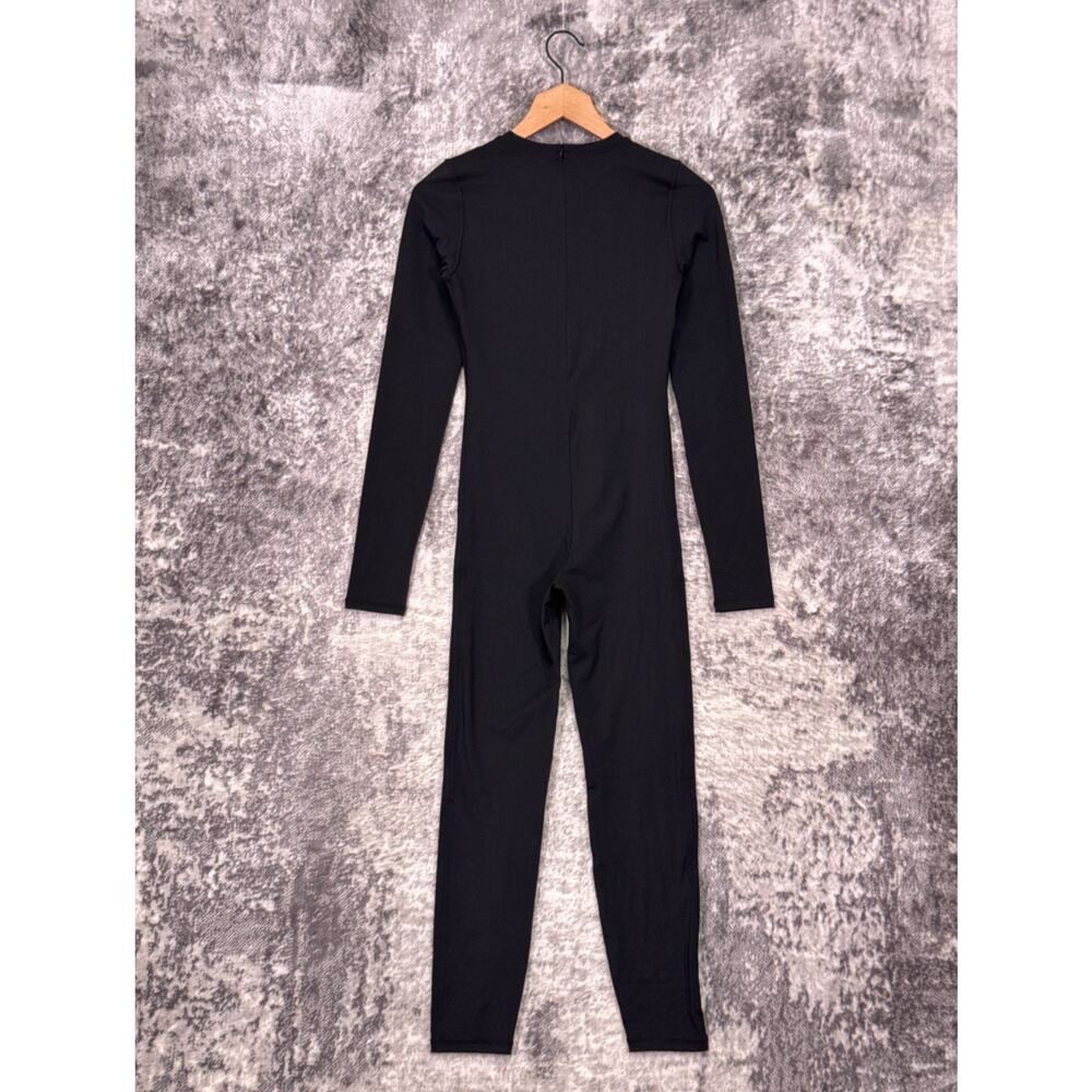 Adanola Unitard Jumpsuit Small Womens Black Long Sleeve Thumbholes - Picture 3 of 9